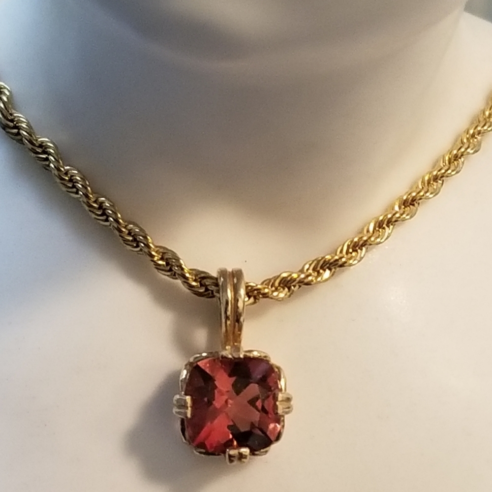 Easter Sale Vintage custom made 14k andesine sunstone  charm chain